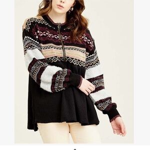New Free People Black Cabin Fever Sweater